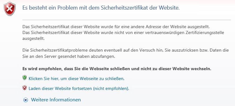 SSL Error Meldung