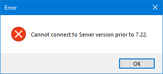 Cannot connect to Server version prior to 7.22