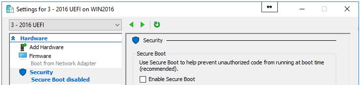  02 hyper v Secure Boot Disable
