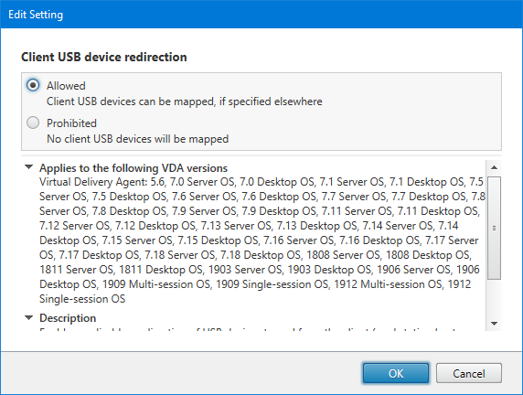 200 Client USB device redirection