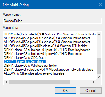 Device Rules Value Deny