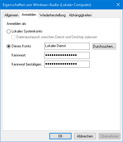 Windows Audio Dienst