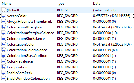 Registry Key Accent Color