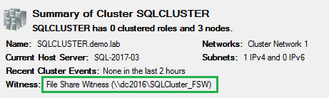 309 FileShare Wintness Cluster