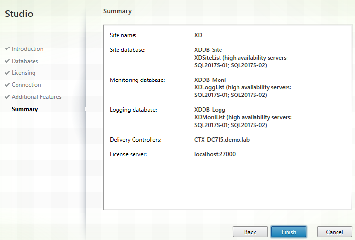 Config XenDesktop DB