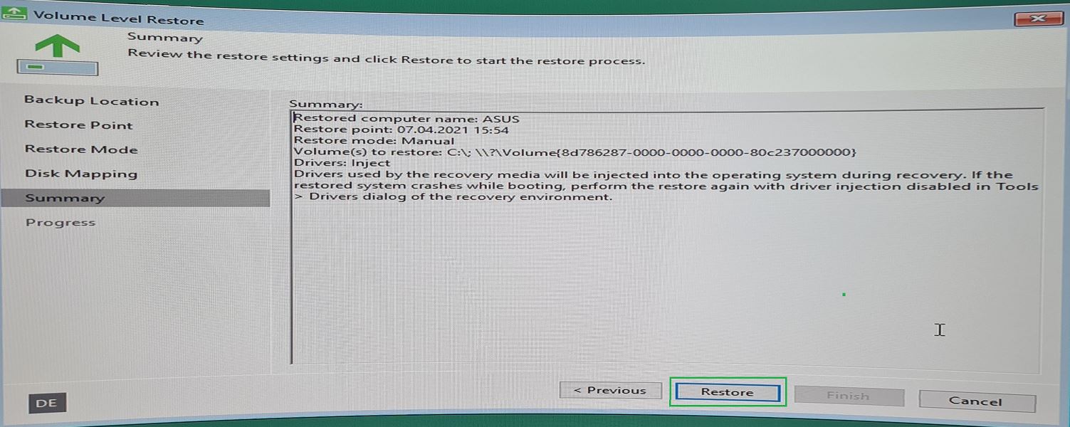 205 Recovery Veeam for Windows
