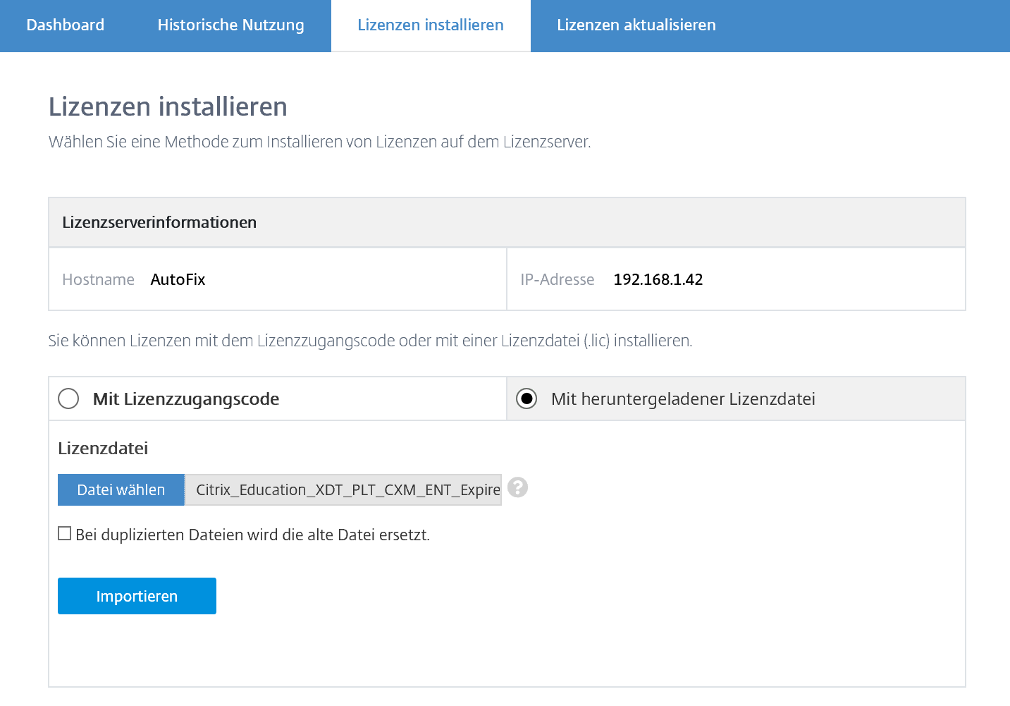 07 CTX Lizenzserver Konfiguration