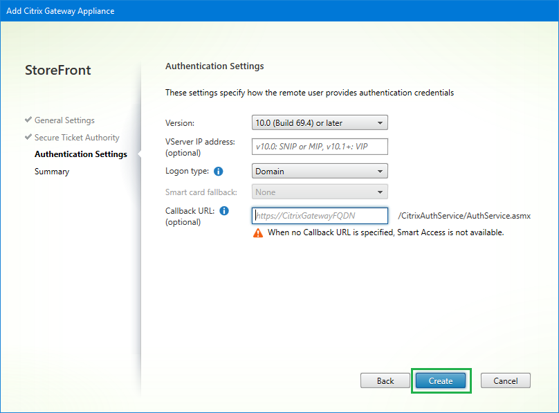 107 NS GW in StoreFront