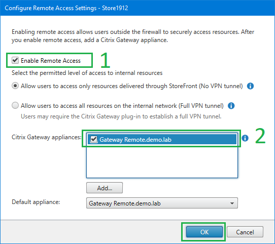111 NS GW in StoreFront