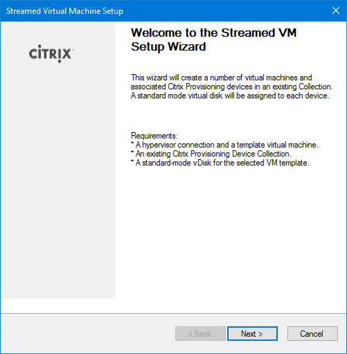 201 Streamed VM Wizard
