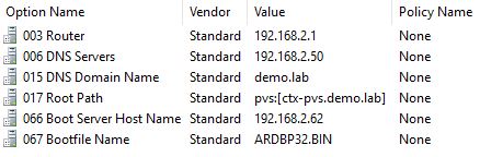 DHCP Optionen for PVS