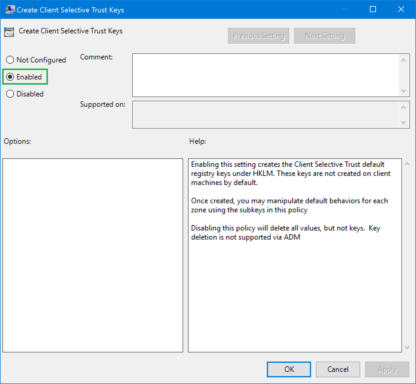 GPO Create Client Selective Trust
