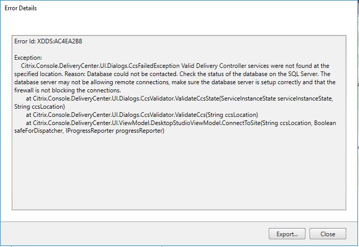 002 XD DB Connection Error