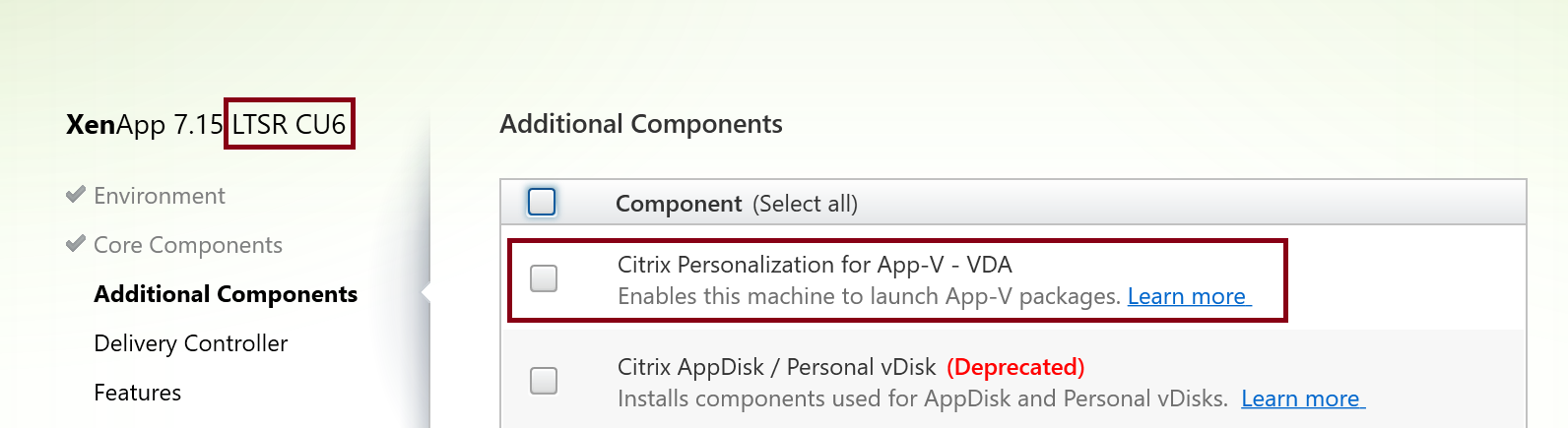 App V Additional components