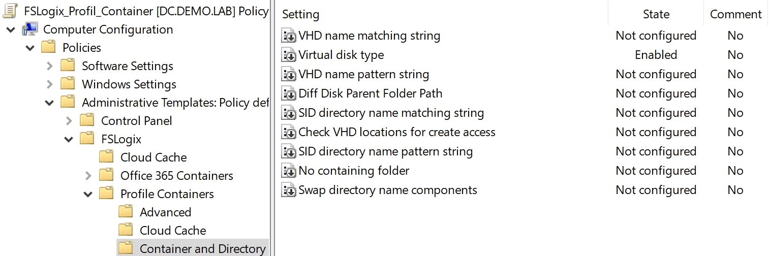 004 FSLogix Profile GPO Config
