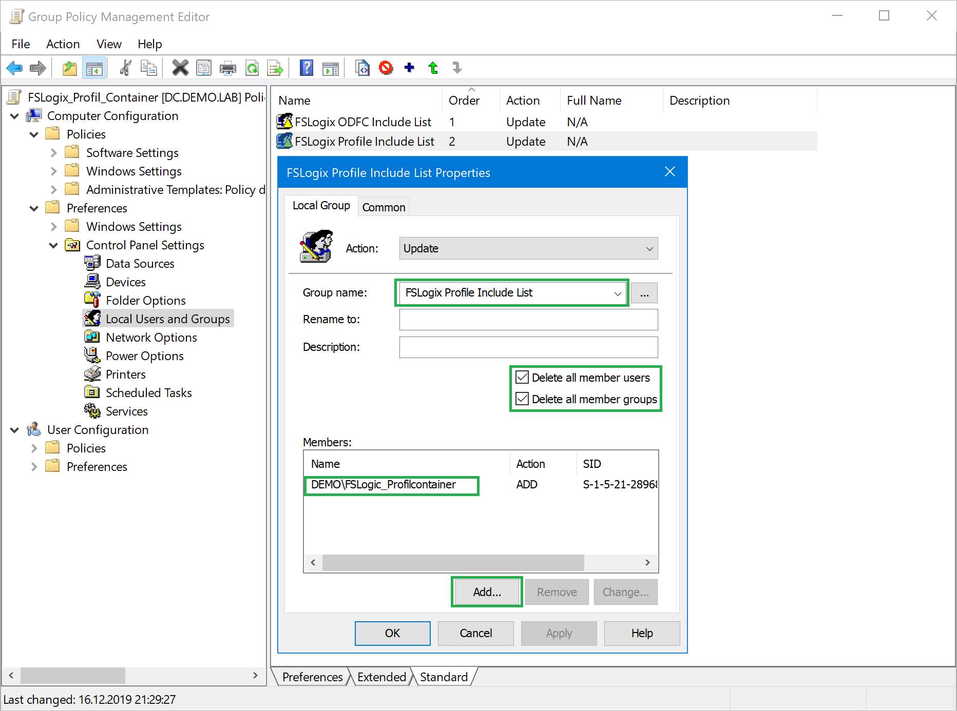 FSLogix Profile GPO Config