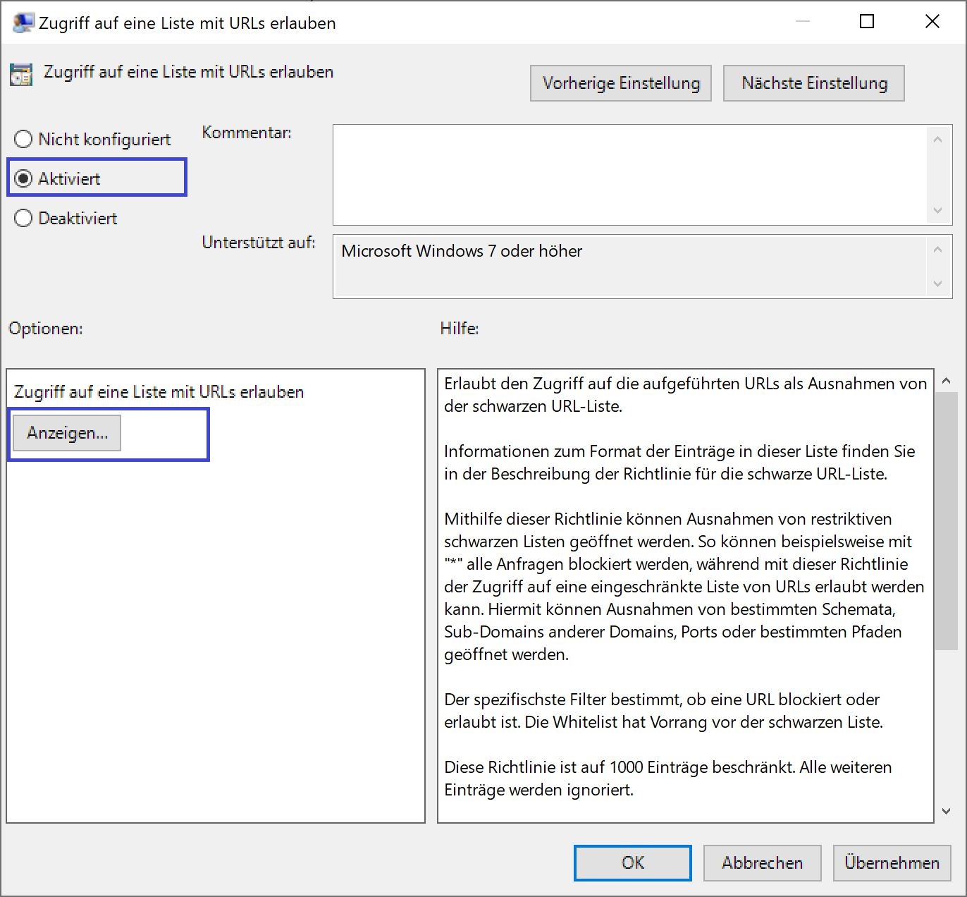 003 01 Zugriff auf eine Liste mit URLs erlauben