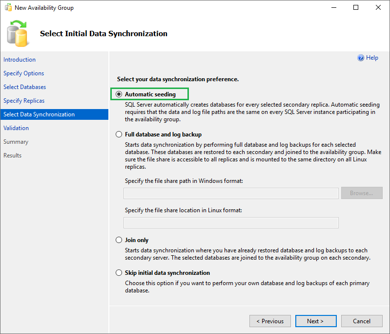 607 Availability Group Setup