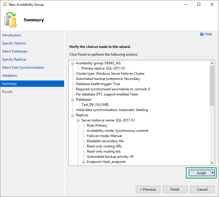 609 Availability Group Setup