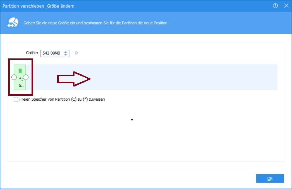 102 AOMEI Wiederherstellungspartition Verschieben