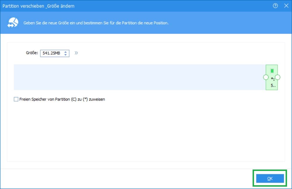103 AOMEI Wiederherstellungspartition Verschieben
