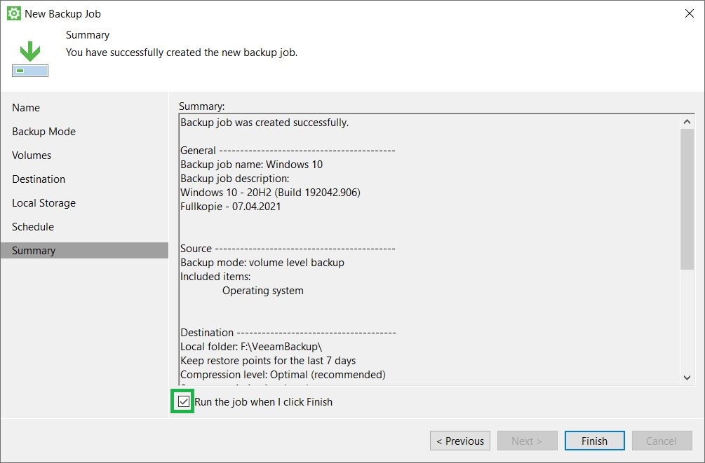 16 veeam New Backup Job
